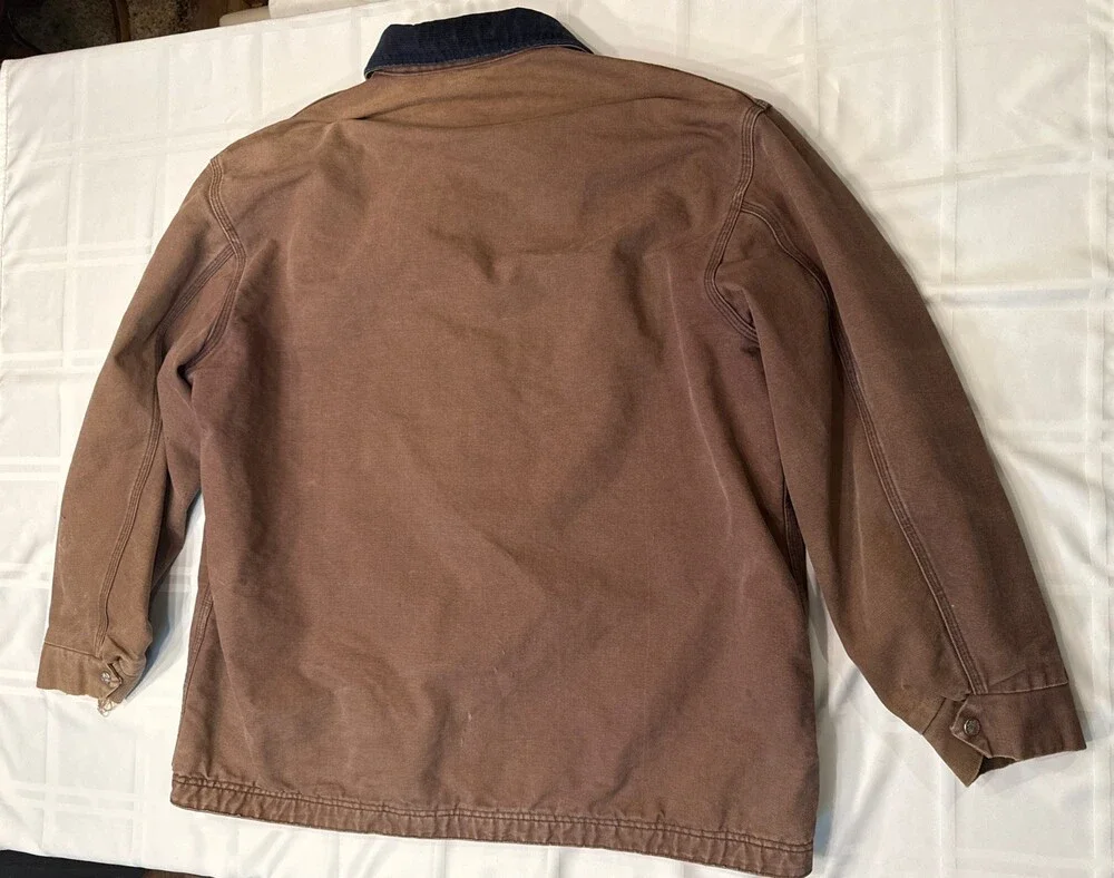 Vintage 60s 70s The King Size Co. Canvas Chore Coat Blanket Lined Mens XXL Brown